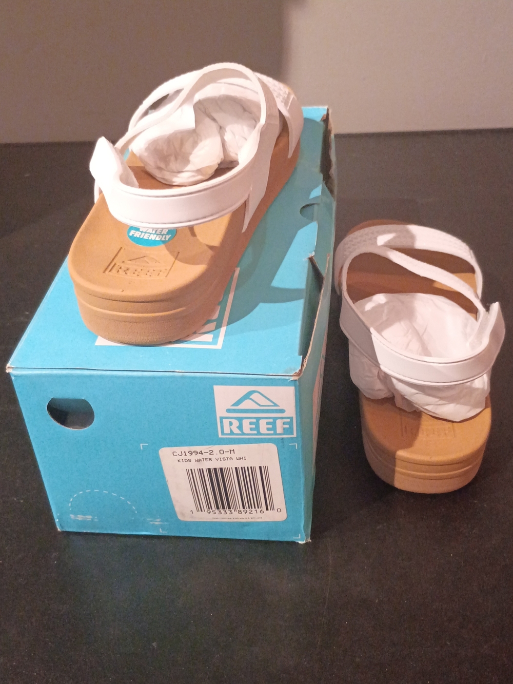 Reef Kids White Double-Strap Sandals with Tan Footbed - Picture 6 of 6